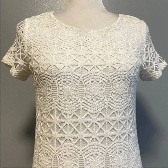 Lulus White Lace Overlay Short Sleeve Mini Cocktail Dress - Picture 4 of 5